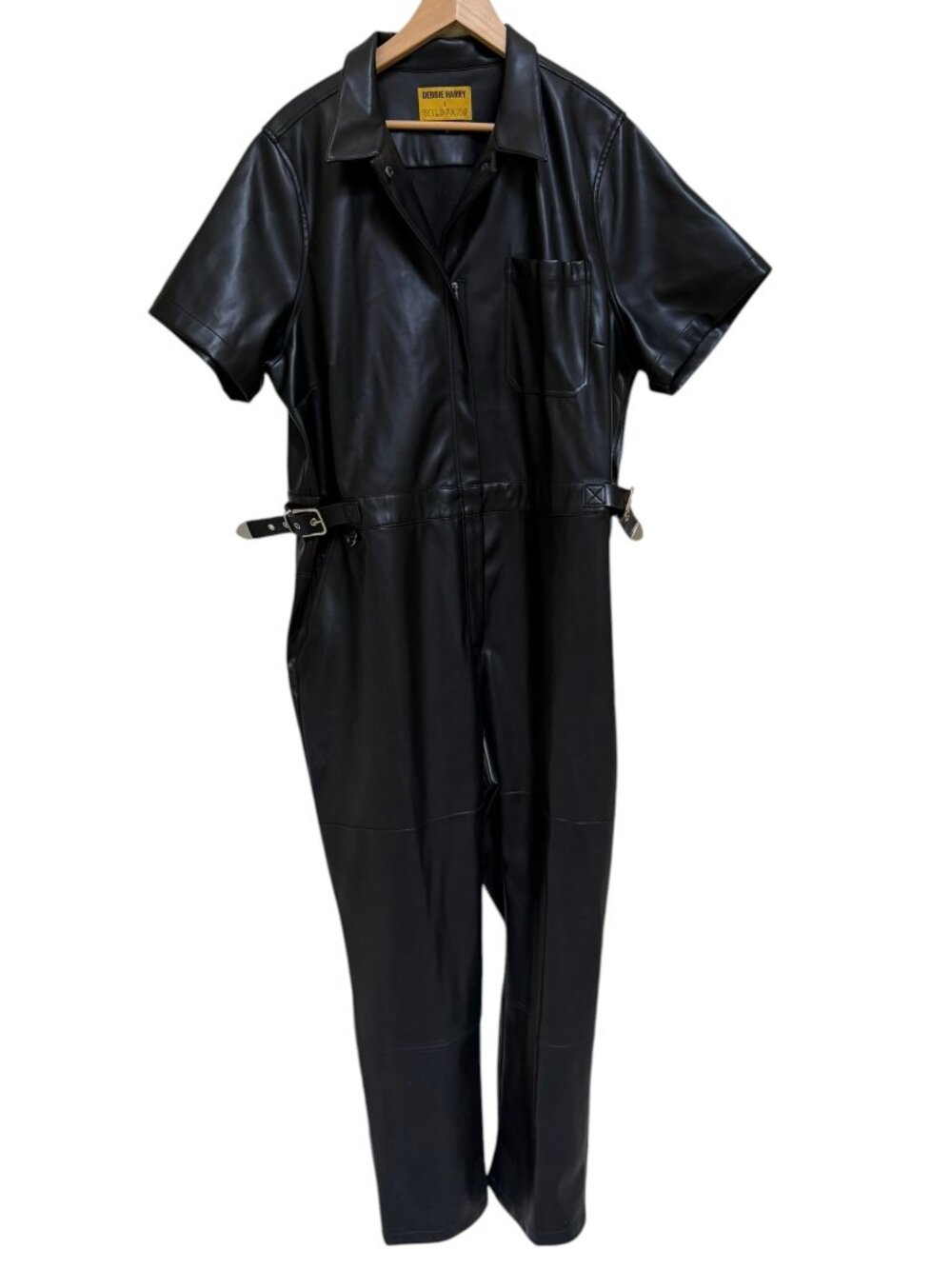 NWOT Debbie Harry x Wildfang Vegan Leather High Waisted Coverall Black Biker 2X